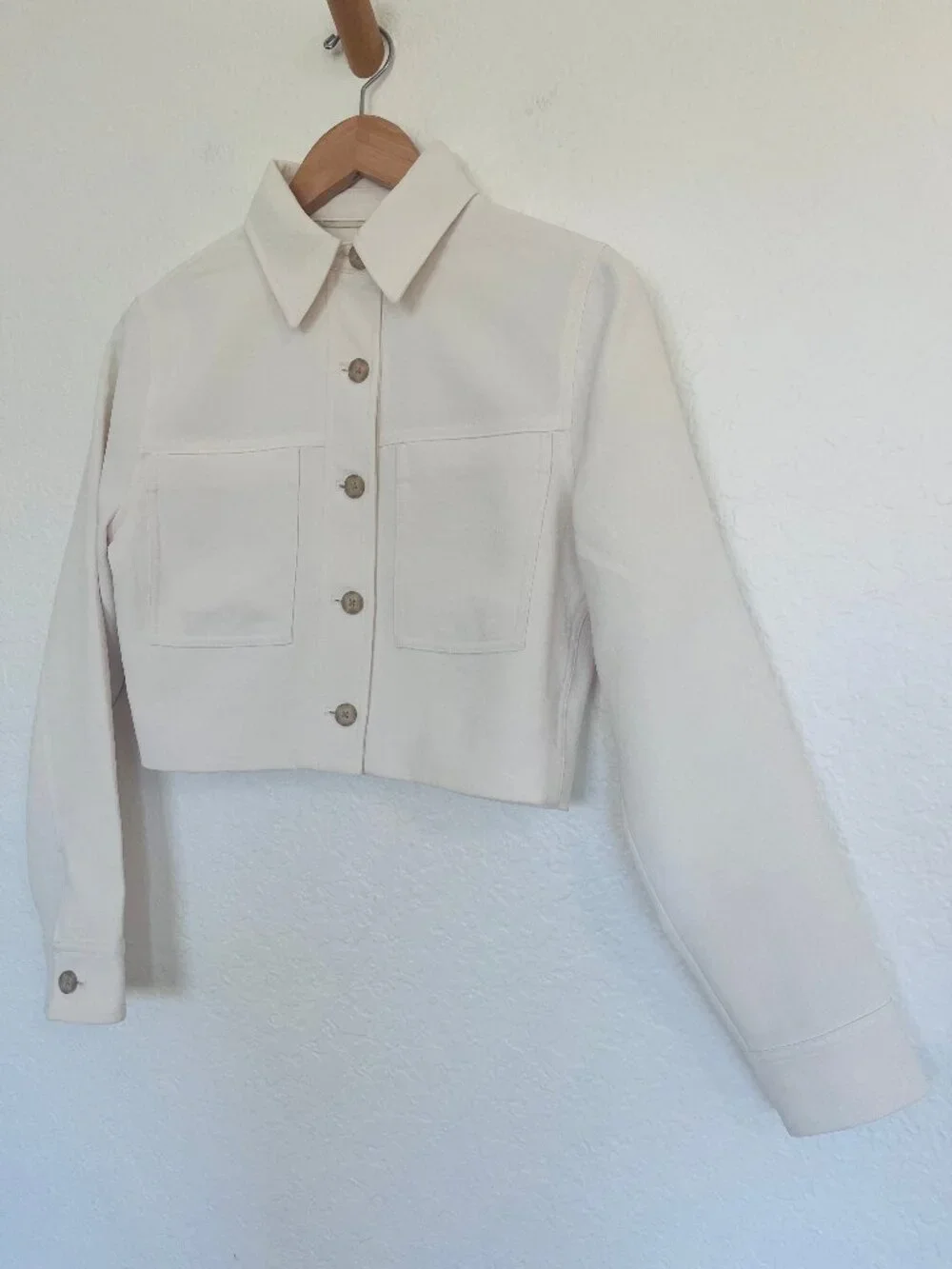 NEW! Artizia Wilfred Little Cropped Jacket Button In Light Birch/Ivory XS - Picture 8 of 16